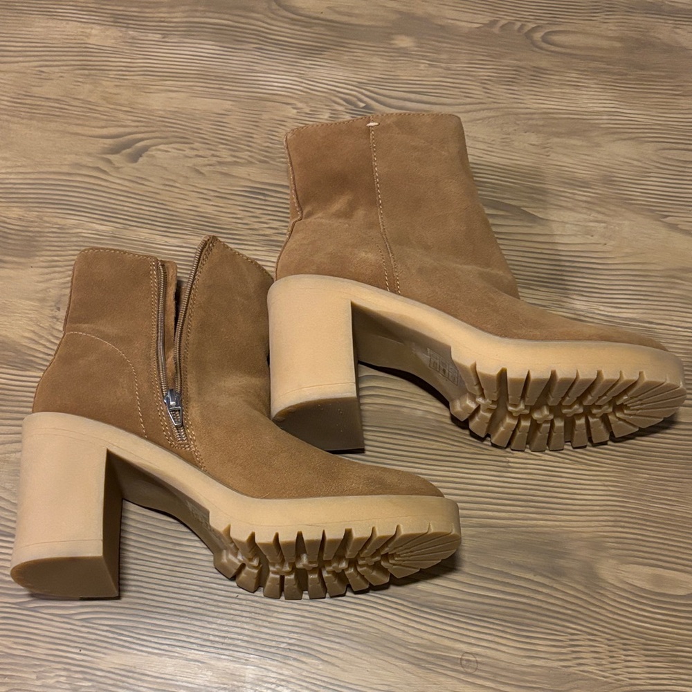 Tan Suede Platform Boots